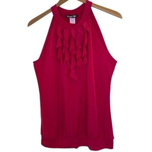 Double Take Pink Fuchsia Ruffle Sleeveless Blouse Size L